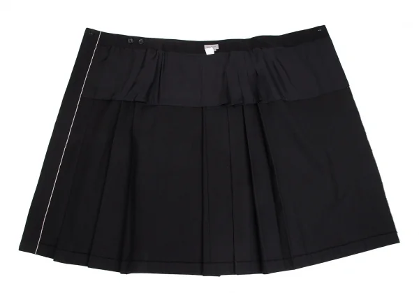 ヨウジヤマモト ファムYohji Yamamoto FEMME コットンカツラギワイドプリーツラップスカート 黒2 K-114017_009