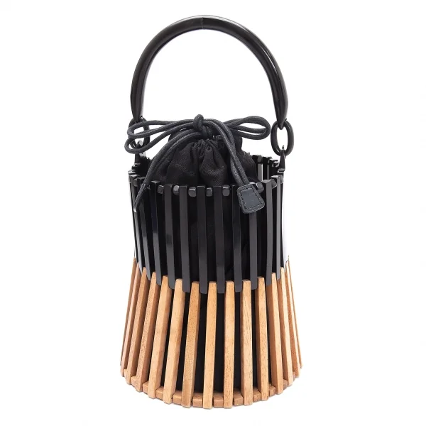 ヴィオラドーロVIOLAd'ORO バッファローホーンウッドコンビハンドバッグ 黒ナチュラル K-114038_001