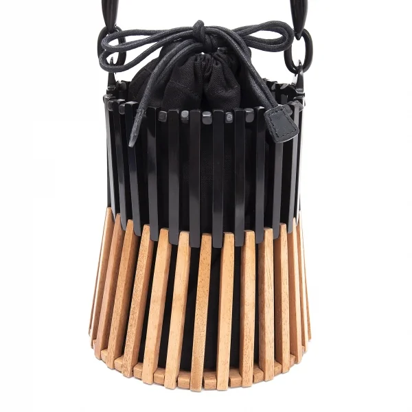 ヴィオラドーロVIOLAd'ORO バッファローホーンウッドコンビハンドバッグ 黒ナチュラル K-114038_002