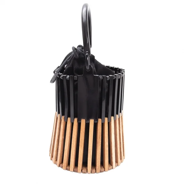 ヴィオラドーロVIOLAd'ORO バッファローホーンウッドコンビハンドバッグ 黒ナチュラル K-114038_003