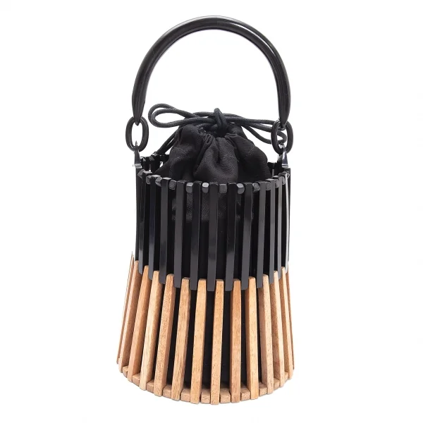 ヴィオラドーロVIOLAd'ORO バッファローホーンウッドコンビハンドバッグ 黒ナチュラル K-114038_004