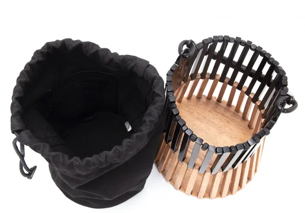 ヴィオラドーロVIOLAd'ORO バッファローホーンウッドコンビハンドバッグ 黒ナチュラル K-114038_009