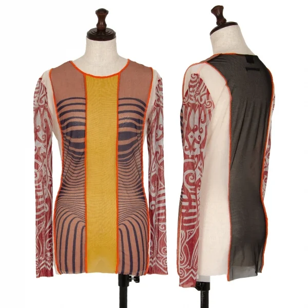 ジャンポールゴルチエ ファムJean Paul GAULTIER FEMME プリント切替パワーネットカットソー マルチ40 K-114040_001
