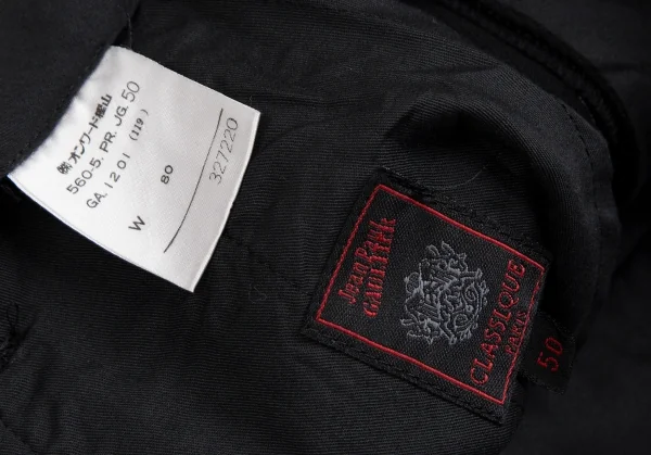 ジャンポールゴルチエ クラシックJean Paul GAULTIER CLASSIQUE チョークストライプタックパンツ 黒50 K-114042_015