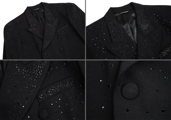 ジャンポールゴルチエ オムJean Paul GAULTIER HOMME ビジュー装飾ダブルブレストジャケット 黒50 K-114051_002