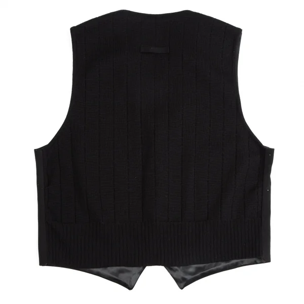 ジャンポールゴルチエ オムJean Paul GAULTIER HOMME ビジュー装飾ニット切替ジレベスト 黒50 K-114052_013