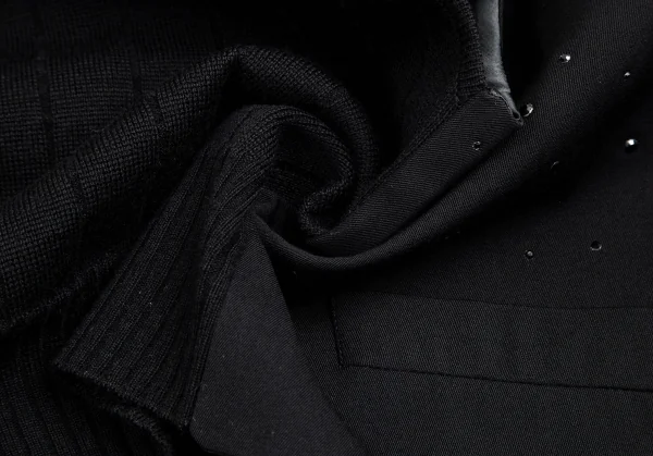 ジャンポールゴルチエ オムJean Paul GAULTIER HOMME ビジュー装飾ニット切替ジレベスト 黒50 K-114052_015