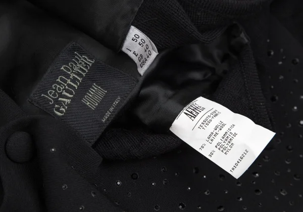 ジャンポールゴルチエ オムJean Paul GAULTIER HOMME ビジュー装飾ニット切替ジレベスト 黒50 K-114052_018