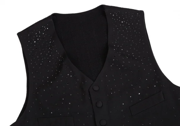 ジャンポールゴルチエ オムJean Paul GAULTIER HOMME ビジュー装飾ニット切替ジレベスト 黒50 K-114052_002