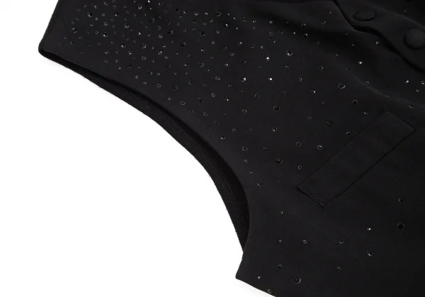 ジャンポールゴルチエ オムJean Paul GAULTIER HOMME ビジュー装飾ニット切替ジレベスト 黒50 K-114052_004