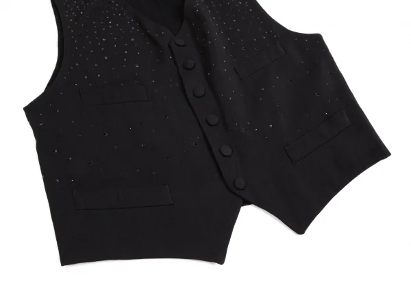 ジャンポールゴルチエ オムJean Paul GAULTIER HOMME ビジュー装飾ニット切替ジレベスト 黒50 K-114052_005