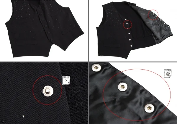 ジャンポールゴルチエ オムJean Paul GAULTIER HOMME ビジュー装飾スリーピースセットアップ 黒50/50/52 K-114054_011