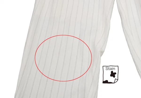 ヨウジヤマモト プールオムYohji Yamamoto POUR HOMMEレーヨンストライプテーパードパンツ 白M K-114068_010