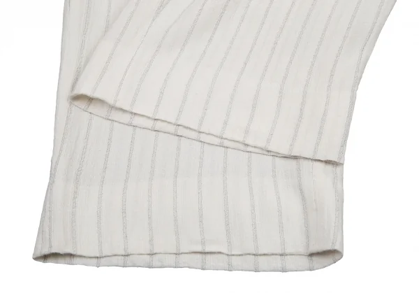 ヨウジヤマモト プールオムYohji Yamamoto POUR HOMMEレーヨンストライプテーパードパンツ 白M K-114068_011