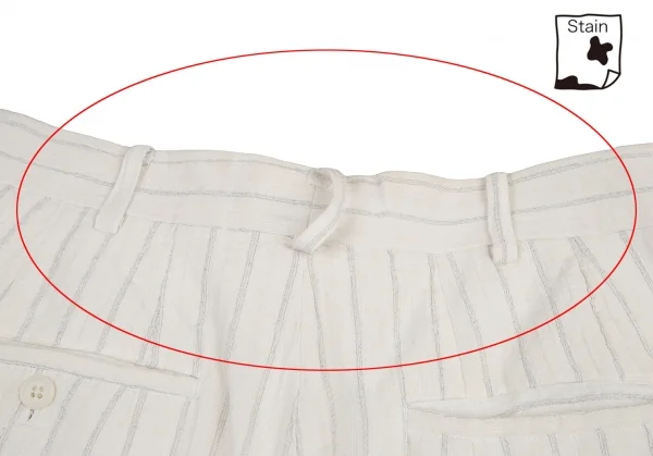 ヨウジヤマモト プールオムYohji Yamamoto POUR HOMMEレーヨンストライプテーパードパンツ 白M K-114068_015