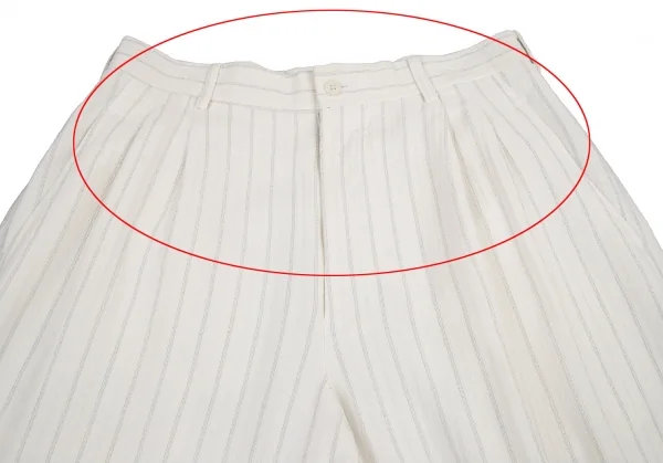 ヨウジヤマモト プールオムYohji Yamamoto POUR HOMMEレーヨンストライプテーパードパンツ 白M K-114068_002