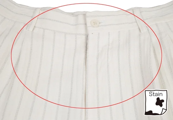 ヨウジヤマモト プールオムYohji Yamamoto POUR HOMMEレーヨンストライプテーパードパンツ 白M K-114068_003