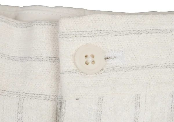 ヨウジヤマモト プールオムYohji Yamamoto POUR HOMMEレーヨンストライプテーパードパンツ 白M K-114068_004