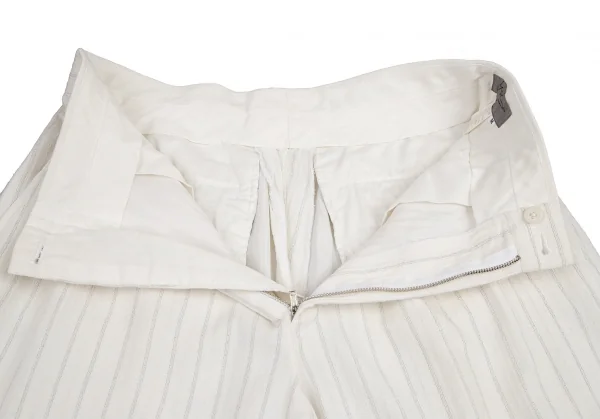 ヨウジヤマモト プールオムYohji Yamamoto POUR HOMMEレーヨンストライプテーパードパンツ 白M K-114068_005