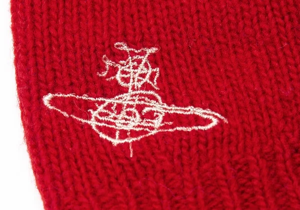ヴィヴィアンウエストウッドVivienne Westwood ボーダーローゲージニットハンドウォーマー 赤ベージュ K-114088_006