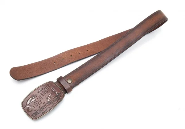 ディースクエアードDSQUARED2 マリンバックルレザーベルト 茶 K-114107_002