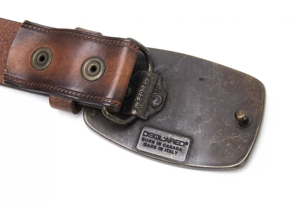 ディースクエアードDSQUARED2 マリンバックルレザーベルト 茶 K-114107_007