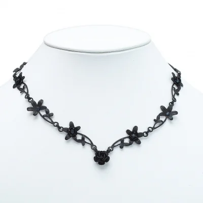 ジャンポールゴルチエJean Paul GAULTIER ビジュー装飾フラワーチョーカー 黒