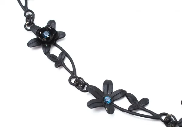 ジャンポールゴルチエJean Paul GAULTIER ビジュー装飾フラワーチョーカー 黒 K-114110_003