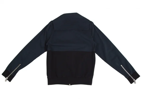 ドルチェ&ガッバーナDOLCE&GABBANA 裾スウェット切替セーラーカラージップアップジャケット 黒紺48 K-114126_014