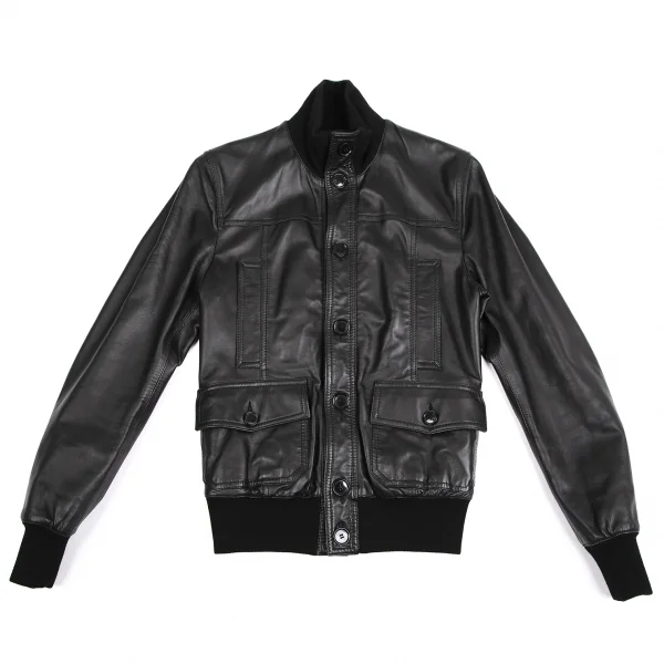 ドルチェ&ガッバーナDOLCE&GABBANA シープレザージャケット 黒46 K-114127_001