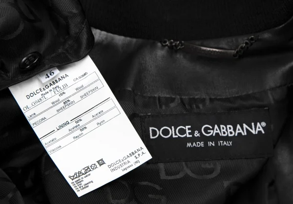 ドルチェ&ガッバーナDOLCE&GABBANA シープレザージャケット 黒46 K-114127_017