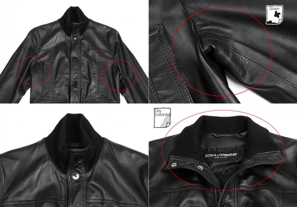 ドルチェ&ガッバーナDOLCE&GABBANA シープレザージャケット 黒46 K-114127_002