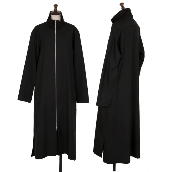 グラウンド ワイGround Y ウールポリギャバジップアップロングシャツコート 黒3 K-114136_001