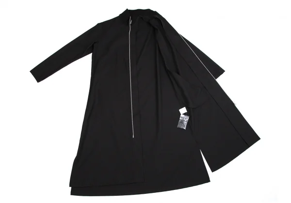 グラウンド ワイGround Y ウールポリギャバジップアップロングシャツコート 黒3 K-114136_010