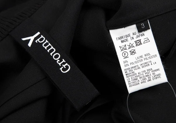 グラウンド ワイGround Y ウールポリギャバジップアップロングシャツコート 黒3 K-114136_014