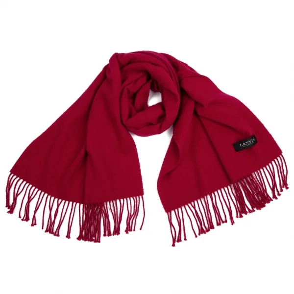 ランバンコレクションLANVIN collection フリンジマフラー 赤 K-114137_001