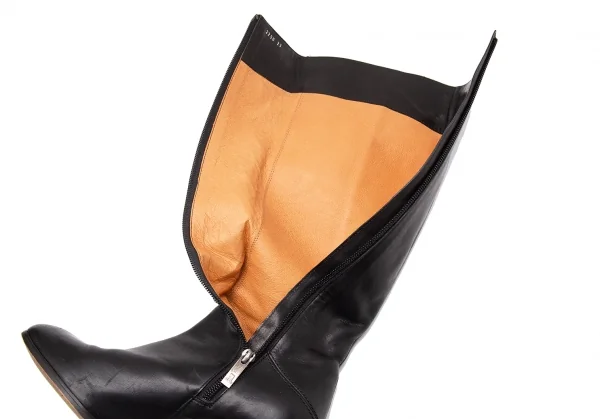 ランバンオンブルーLANVIN en Bleu レザーヒールロングブーツ 黒23 K-114139_012