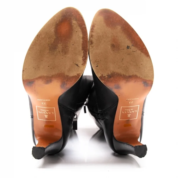 ランバンオンブルーLANVIN en Bleu レザーヒールロングブーツ 黒23 K-114139_014