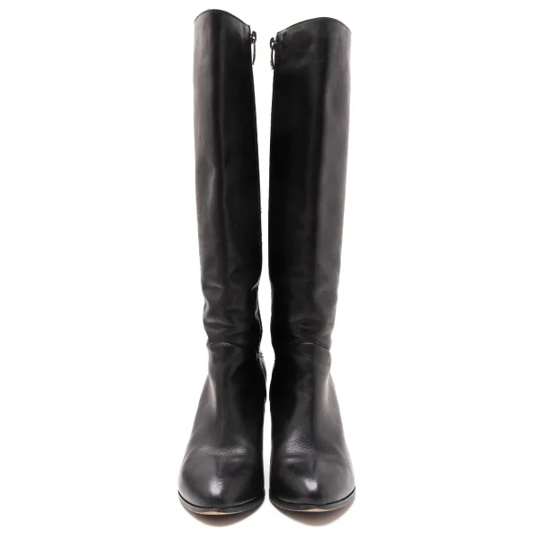 ランバンオンブルーLANVIN en Bleu レザーヒールロングブーツ 黒23 K-114139_003
