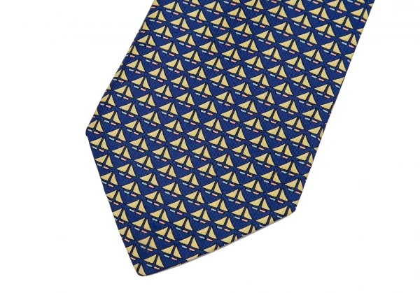 サルヴァトーレフェラガモ Salvatore Ferragamo 総柄シルクネクタイ 青黄 K-114143_004