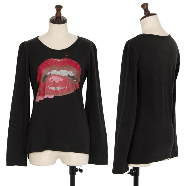 ヴィヴィアンウエストウッド レッドレーベルVivienne Westwood Red Label グリッターリッププリントカットソー 黒2 K-114147_001