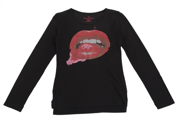 ヴィヴィアンウエストウッド レッドレーベルVivienne Westwood Red Label グリッターリッププリントカットソー 黒2 K-114147_002
