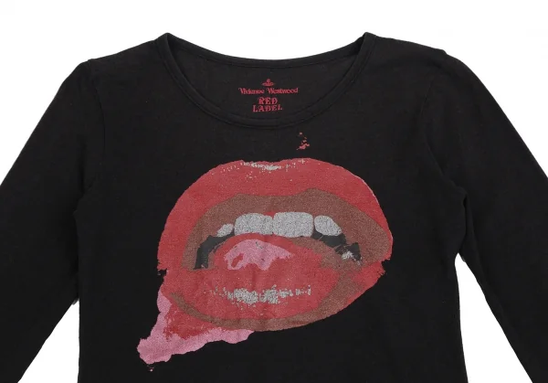 ヴィヴィアンウエストウッド レッドレーベルVivienne Westwood Red Label グリッターリッププリントカットソー 黒2 K-114147_003