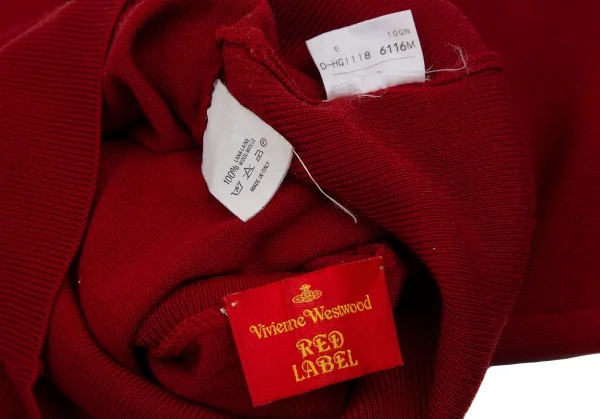 ヴィヴィアンウエストウッド レッドレーベルVivienne Westwood Red Label ウールオーブワンポイント刺繍タートルネックニットセーター 赤S K-114151_018