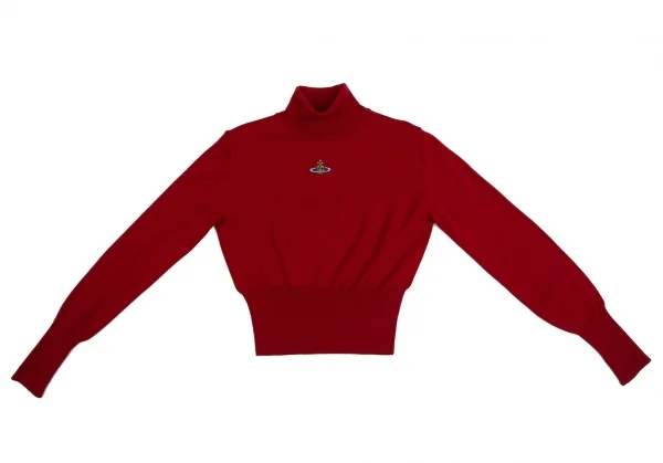 ヴィヴィアンウエストウッド レッドレーベルVivienne Westwood Red Label ウールオーブワンポイント刺繍タートルネックニットセーター 赤S K-114151_002