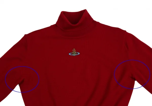 ヴィヴィアンウエストウッド レッドレーベルVivienne Westwood Red Label ウールオーブワンポイント刺繍タートルネックニットセーター 赤S K-114151_003
