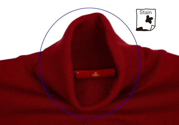 ヴィヴィアンウエストウッド レッドレーベルVivienne Westwood Red Label ウールオーブワンポイント刺繍タートルネックニットセーター 赤S K-114151_007