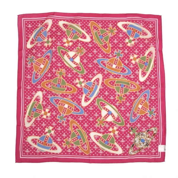 新品!ヴィヴィアンウエストウッドVivienne Westwood オーブ総柄ハンカチ ピンクマルチ K-114159_001