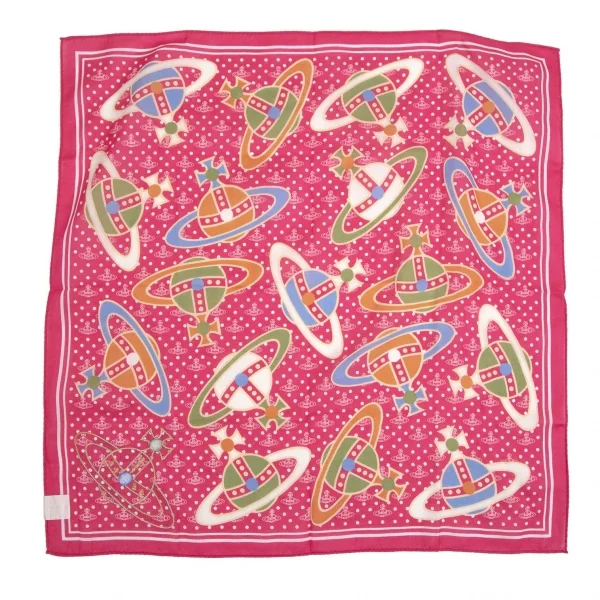 新品!ヴィヴィアンウエストウッドVivienne Westwood オーブ総柄ハンカチ ピンクマルチ K-114159_004