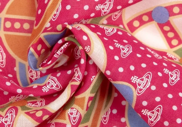 新品!ヴィヴィアンウエストウッドVivienne Westwood オーブ総柄ハンカチ ピンクマルチ K-114159_006